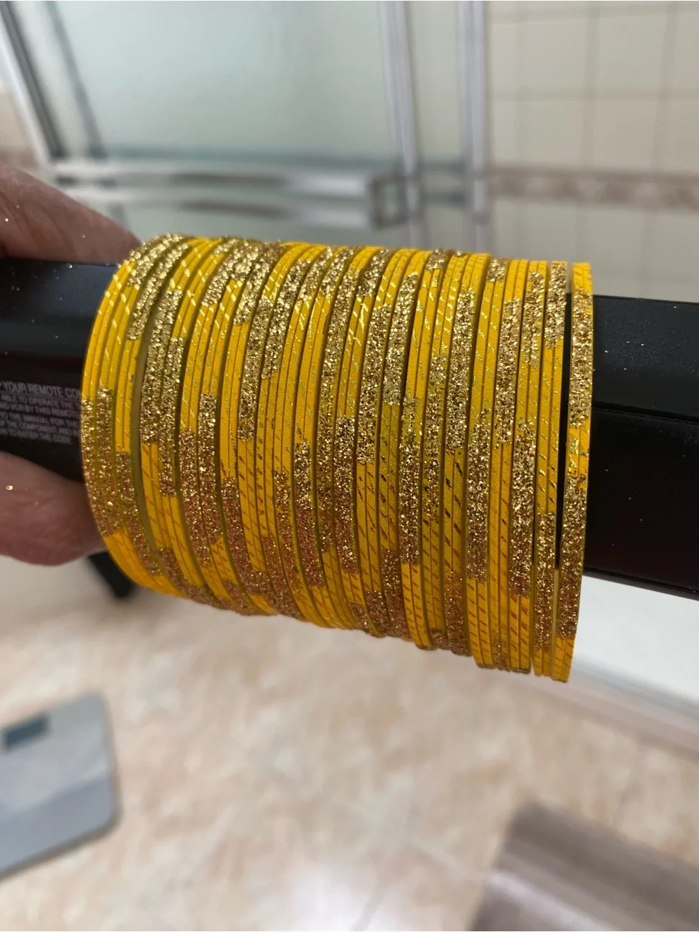 Gold-Accent Yellow Women's Bangle Bracelet Set x 24